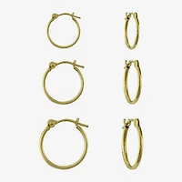 12mm, 13.5mm, And 16.5mm Hoop Womens 14K Gold Earring Set