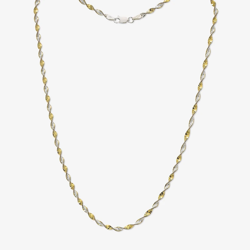Made in Italy Womens 24K Gold Over Silver Sterling Silver Inch Singapore Chain Necklace