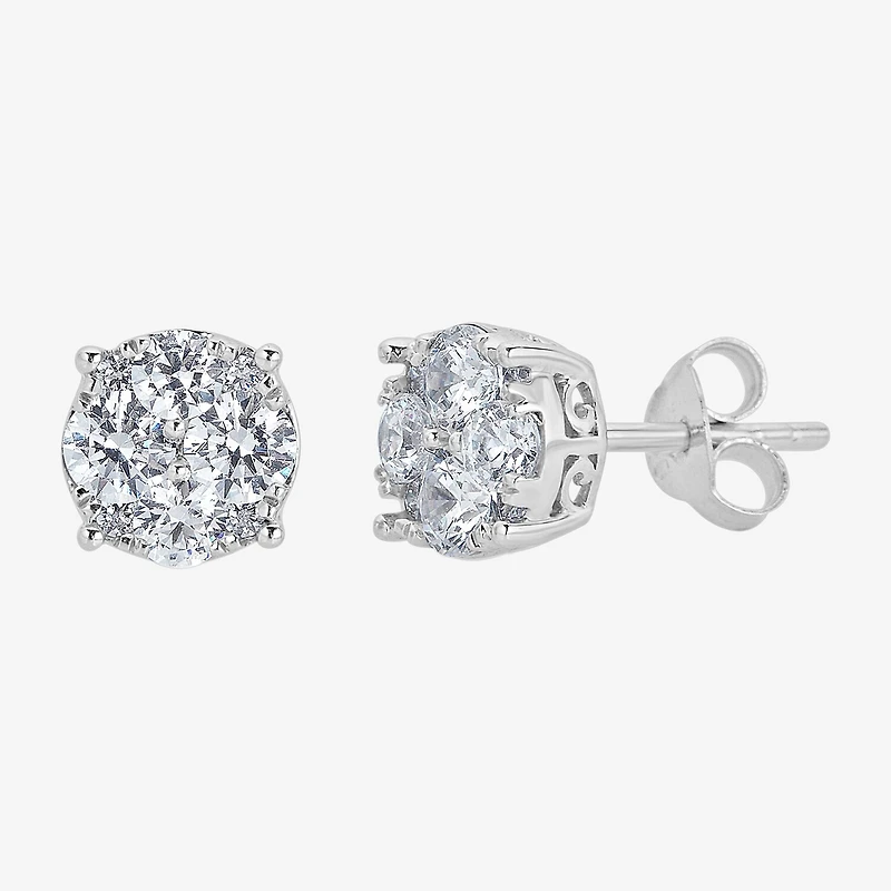 1 CT. T.W. Natural White Diamond Sterling Silver 7.1mm Stud Earrings
