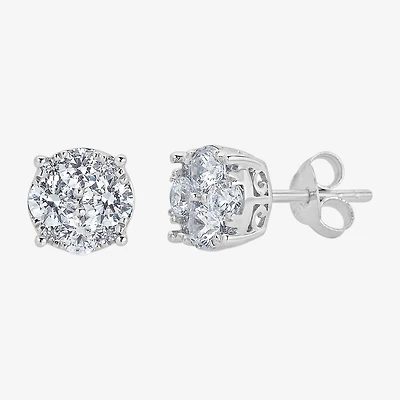 1 CT. T.W. Natural White Diamond Sterling Silver 7.1mm Stud Earrings
