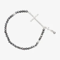 Bijoux Bar Delicates Silver Tone Womens Glass Cross Stretch Bracelet