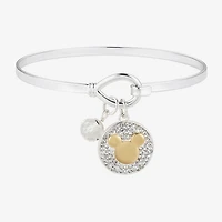 Disney Classics Womens Crystal Cable Stainless Steel Mickey Mouse Bangle Bracelet