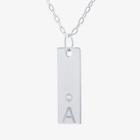 Silver Treasures Cubic Zirconia Sterling 16 Inch Cable Initial Pendant Necklace