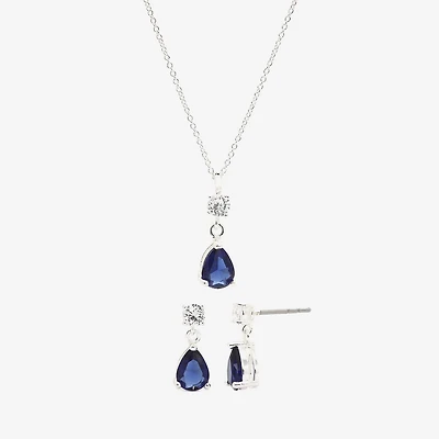 Sparkle Allure 2-pc. Pure Silver Over Brass Montana Pear Two Stone Cubic Zirconia Drop Jewelry Set