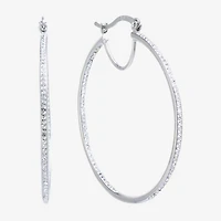 Sparkle Allure Womens Crystal 50mm Round Hoop Earrings