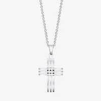 J.P. Army Men's Jewelry Stainless Steel 24 Inch Cable Cross Pendant Necklace