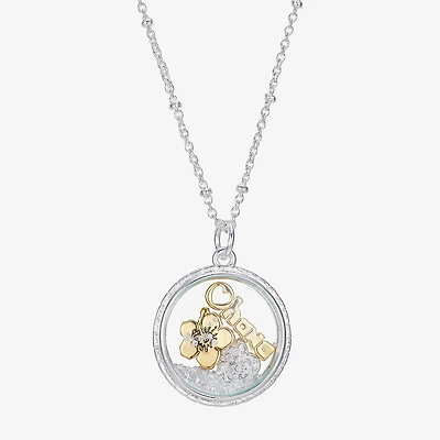 Disney Classics Ohana Womens Crystal Flower 16 Inch Pendant Necklace