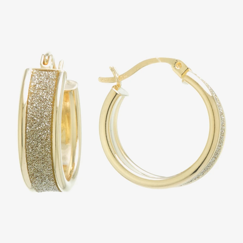 Silver Reflections Womens 24K Gold Over Brass 20mm Hoop Earrings