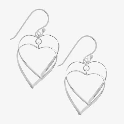 Silver Treasures Sterling Silver Heart Drop Earrings