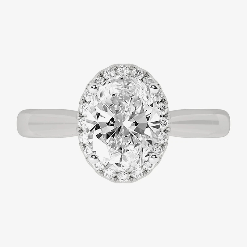 (H-I / Si1-Si2) Womens 2 1/4 CT. T.W. Lab Grown White Diamond 10K Gold Oval Halo Engagement Ring