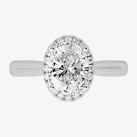 (H-I / Si1-Si2) Womens 2 1/4 CT. T.W. Lab Grown White Diamond 10K Gold Oval Halo Engagement Ring