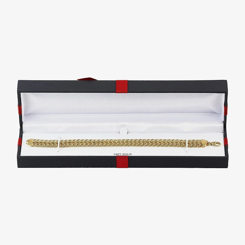 Womens 10K Gold Hollow Link Chain Bracelet