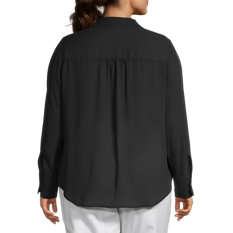 Liz Claiborne Womens Plus Vent Long Sleeve Regular Fit Button-Down Shirt