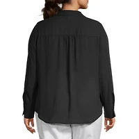 Liz Claiborne Womens Plus Vent Long Sleeve Regular Fit Button-Down Shirt