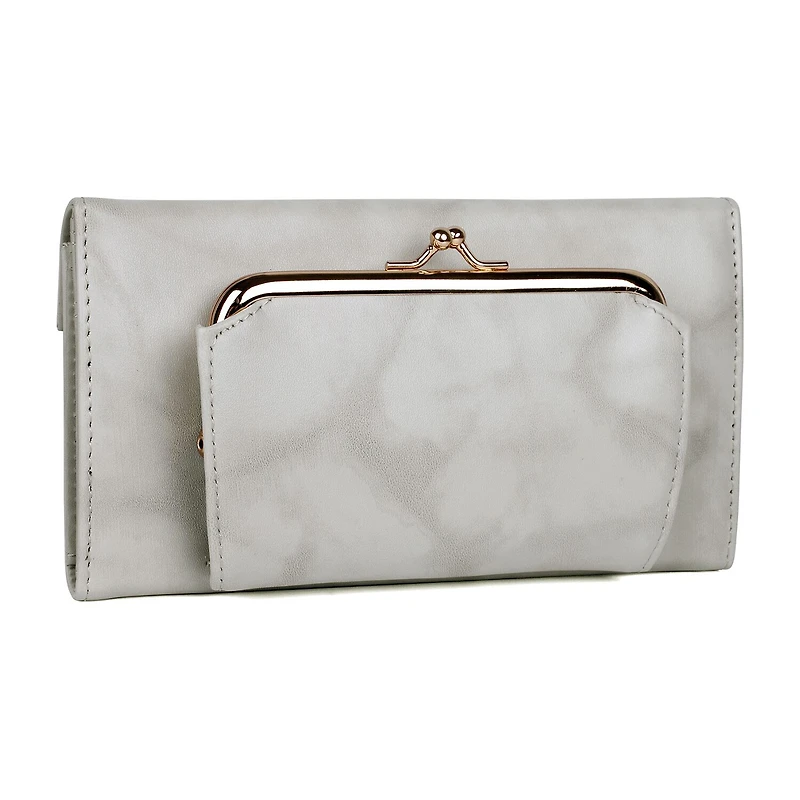 Julia Buxton Heiress Leather Organizer Womens Rfid Blocking Checkbook Wallet