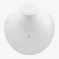 Christmas Tree Womens 1/10 CT. T.W. Lab Created Green Emerald Sterling Silver 18 Inch Pendant Necklace