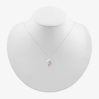 Stocking Womens Lab Created Red Ruby Sterling Silver 18 Inch Pendant Necklace