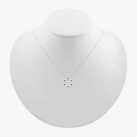Christmas Wreath Womens Lab Created Red Ruby Sterling Silver Circle 18 Inch Pendant Necklace