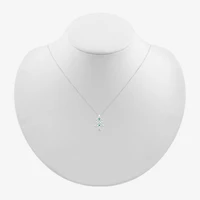 Christmas Tree Womens Lab Created Green Emerald Sterling Silver 18 Inch Pendant Necklace