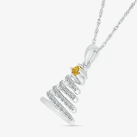 Christmas Tree Womens Lab Created White Sapphire Sterling Silver 18 Inch Pendant Necklace