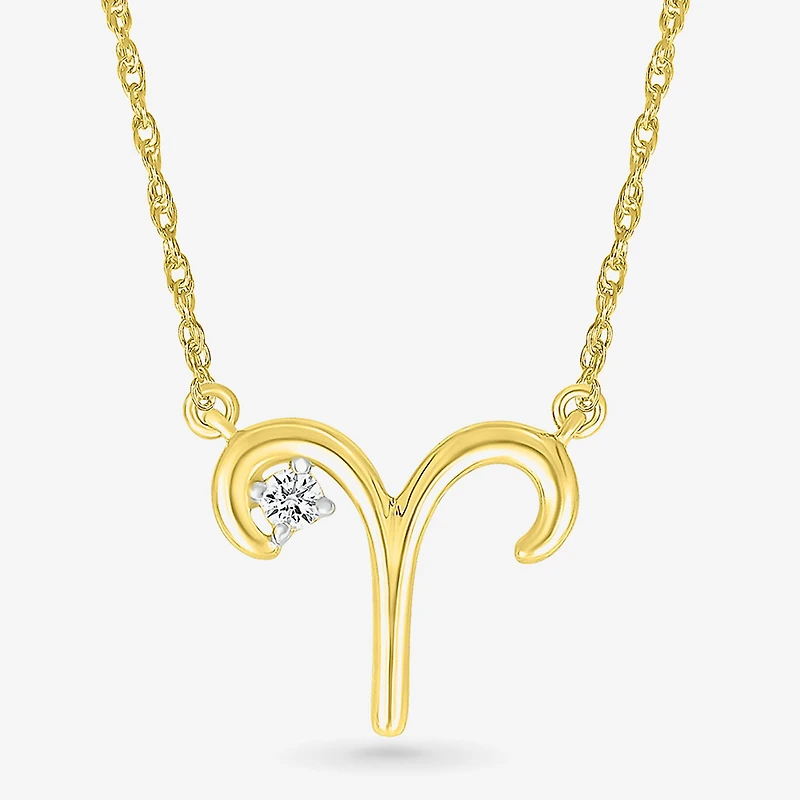 Unisex Adult Diamond Accent Natural White Diamond 10K Gold 17 1/ Inch Pendant Necklace