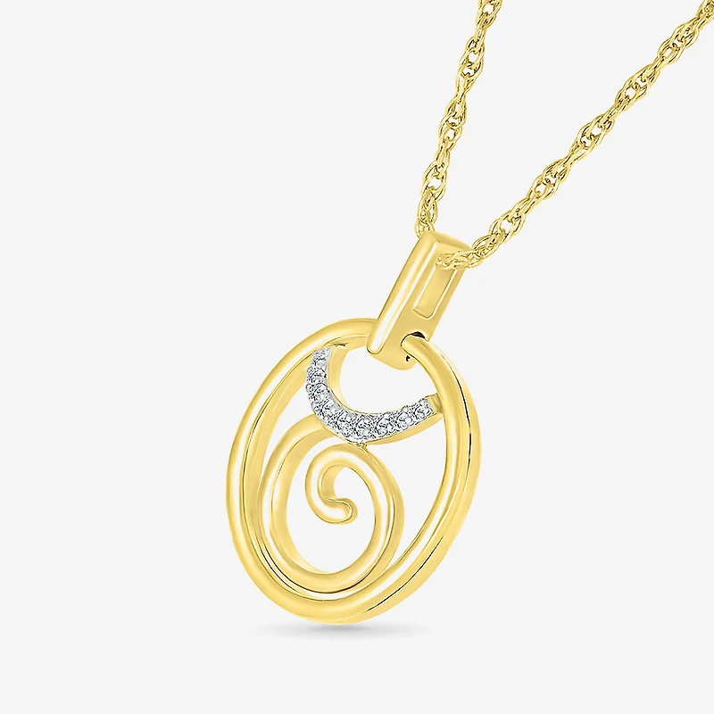 Womens Diamond Accent Natural White Diamond 14K Gold 18 Inch Pendant Necklace