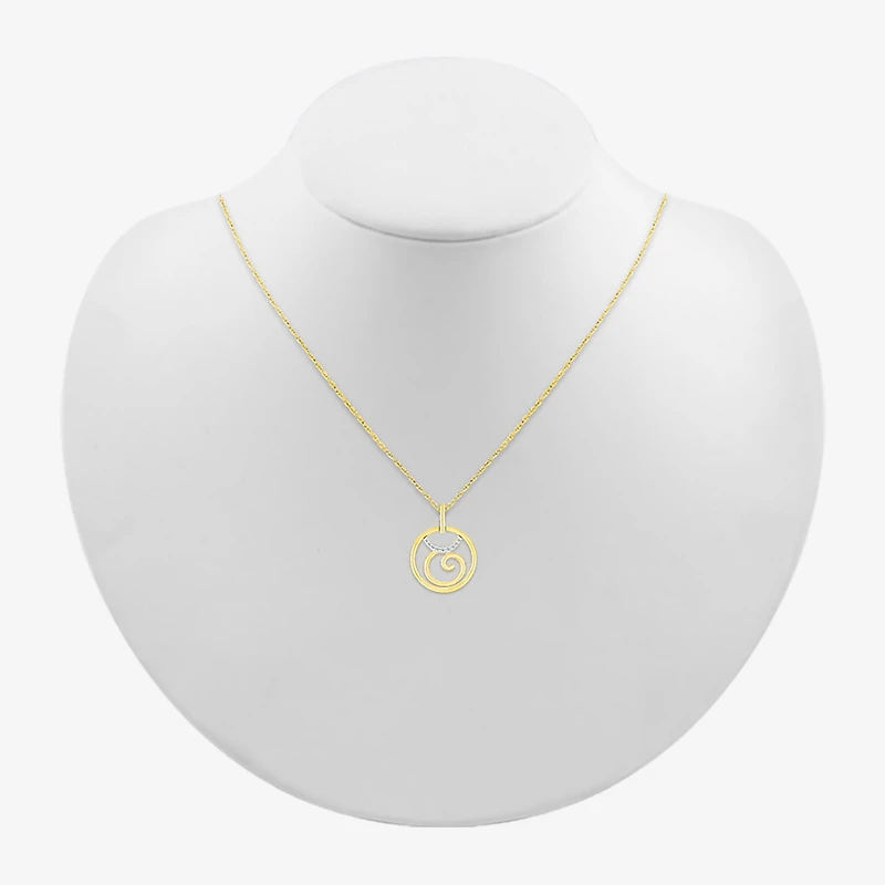 Womens Diamond Accent Natural White Diamond 14K Gold 18 Inch Pendant Necklace