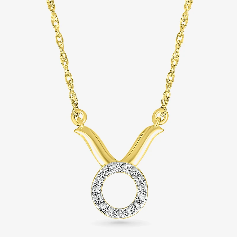 Womens Diamond Accent Natural White Diamond 10K Gold 17 1/2 Inch Pendant Necklace