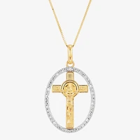 (H-I / Si1-Si2) Unisex Adult 1/10 CT. T.W. Lab Grown White Diamond 14K Gold Circle Cross 18 Inch Pendant Necklace