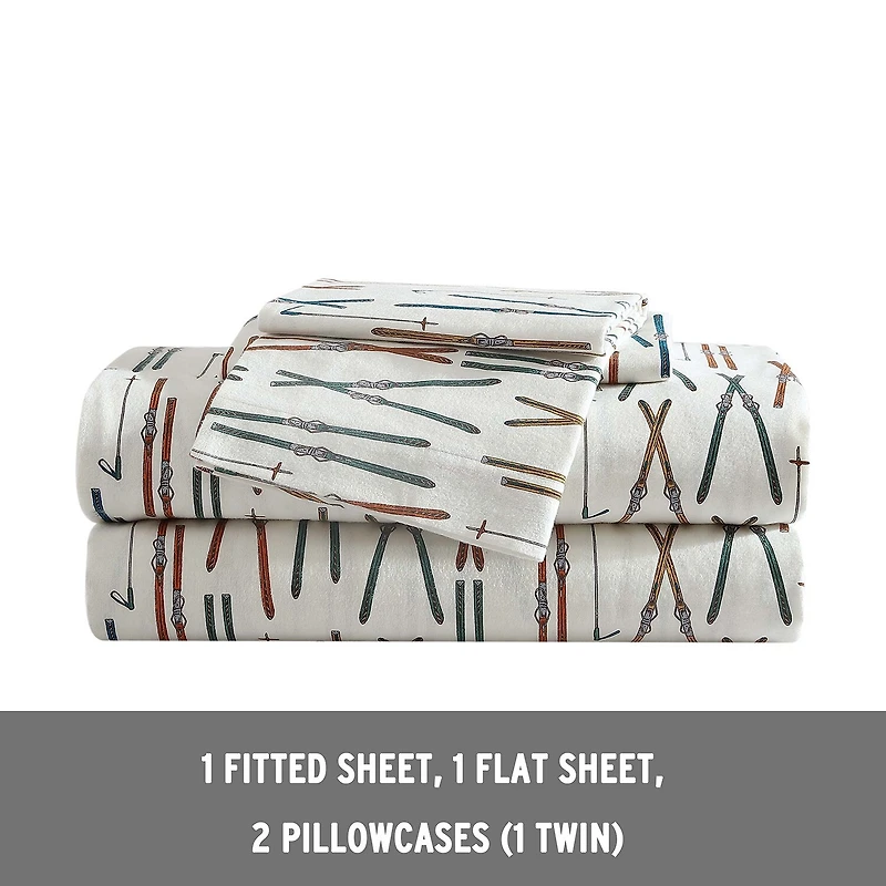 Eddie Bauer Ski Line Cotton Flannel Deep Pocket Sheet Set