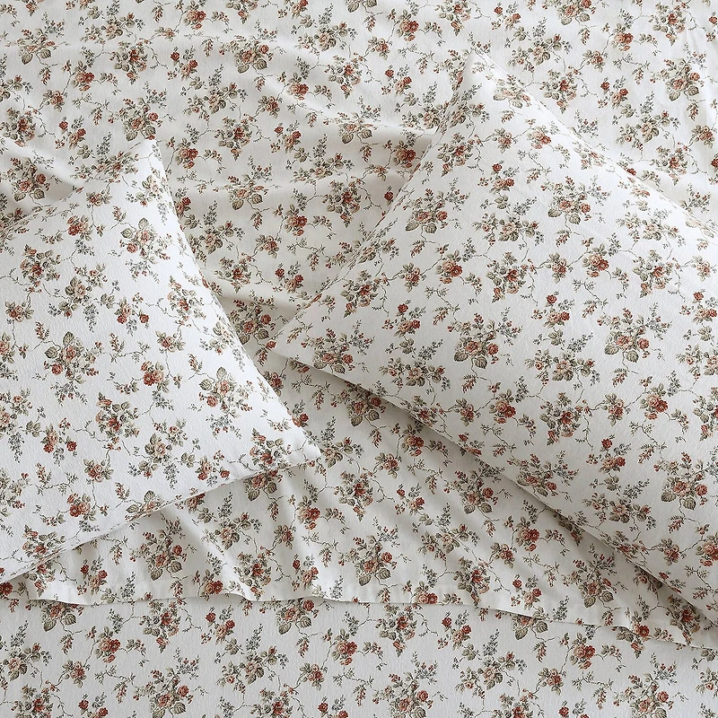 Laura Ashley Le Fleur Cotton Flannel Deep Pocket Sheet Set