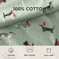 Laura Ashley Holiday Pups Cotton Flannel Deep Pocket Sheet Set