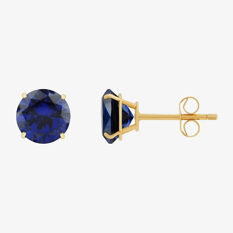 Gemstone 10K Gold 4mm Round Stud Earrings