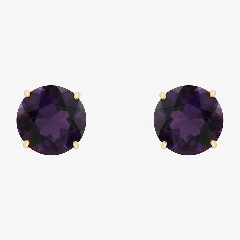 Gemstone 10K Gold 4mm Round Stud Earrings