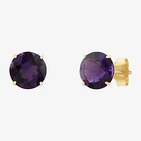 Gemstone 10K Gold 4mm Round Stud Earrings