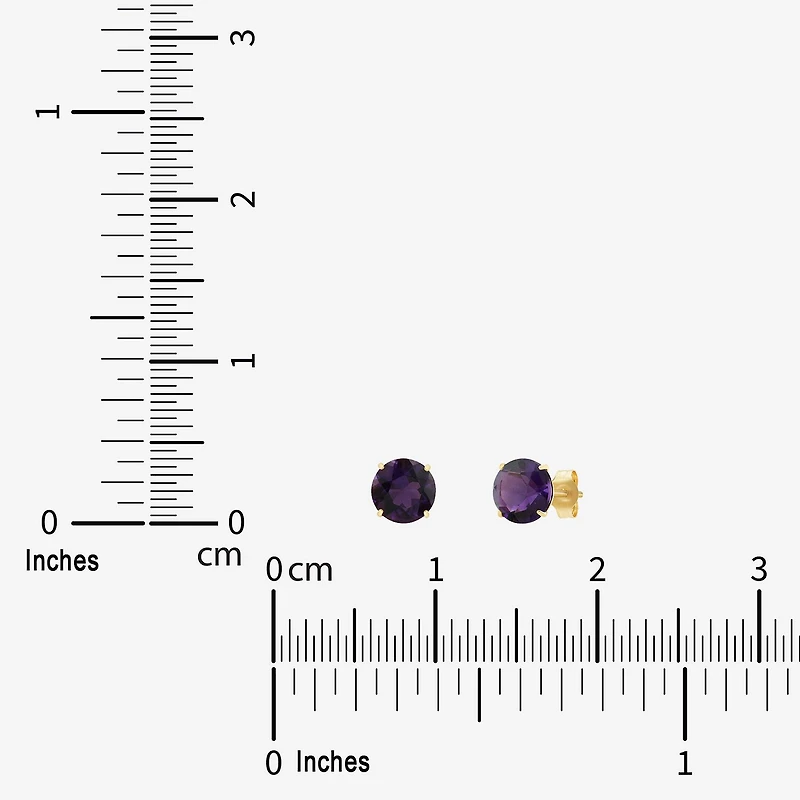 Gemstone 10K Gold 4mm Round Stud Earrings