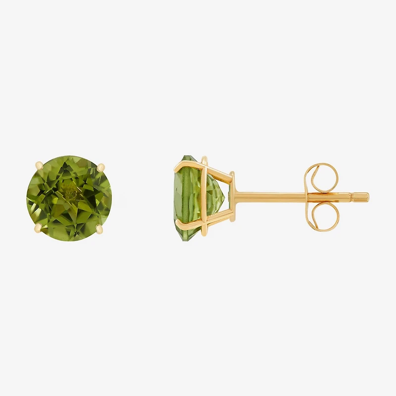 Gemstone 10K Gold 6mm Round Stud Earrings