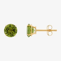 Gemstone 10K Gold 6mm Round Stud Earrings