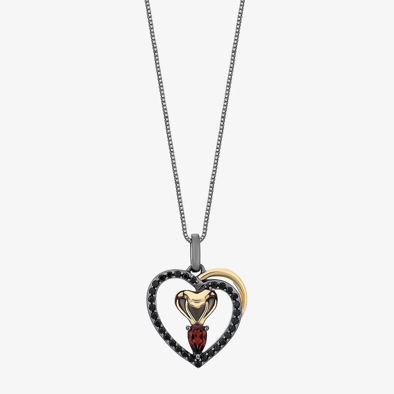 Enchanted Disney Fine Jewelry Jafar Womens Genuine Red Garnet 14K Gold Over Silver Heart Pear 18 Inch Pendant Necklace