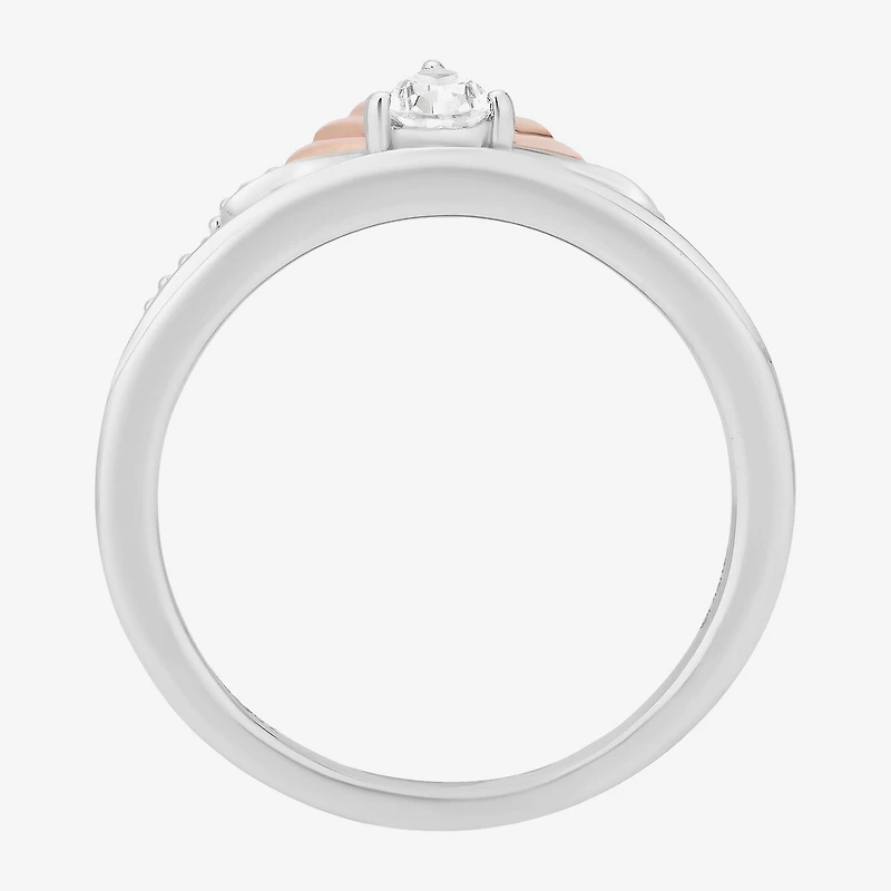 Enchanted Disney Fine Jewelry Ariel(F, Si1) Womens 1/4 CT. T.W. Lab Grown White Diamond 14K Rose Gold Over Silver Sterling Pear Ariel Cocktail Ring