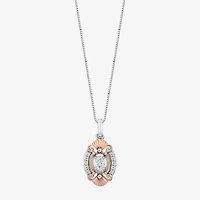 Enchanted Disney Fine Jewelry Ariel (I, I2) Womens 1/3 CT. T.W. Lab Grown White Diamond 14K Rose Gold Over Silver Oval 18 Inch Pendant Necklace