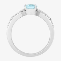 Enchanted Disney Fine Jewelry Elsa(I, I2) Womens 1/5 CT. Genuine Blue Topaz Sterling Silver Oval Elsa Cocktail Ring