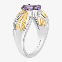 Enchanted Disney Fine Jewelry Rapunzel(I,I2) Womens 1/10 CT. T.W. Genuine Purple Amethyst 14K Gold Over Silver Sterling Oval Rapunzel Cocktail Ring