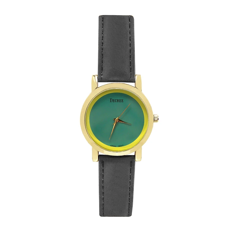 Decree® Concepts Womens Gray Block Strap Watch
