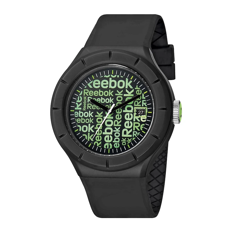 Reebok® Training WarmUp Wallpaper Mens Black Strap Watch