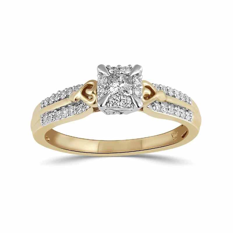 Hallmark Diamonds Womens 1/3 CT. Natural White Diamond 10K Gold Engagement Ring