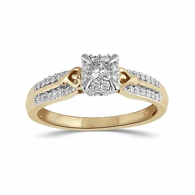 Hallmark Diamonds Womens 1/3 CT. Natural White Diamond 10K Gold Engagement Ring