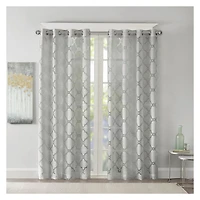 Madison Park Laya Trellis Grommet Top Sheer Single Curtain Panel