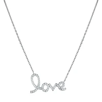 DiamonArt® "Love" Womens White Cubic Zirconia Sterling Silver Pendant Necklace
