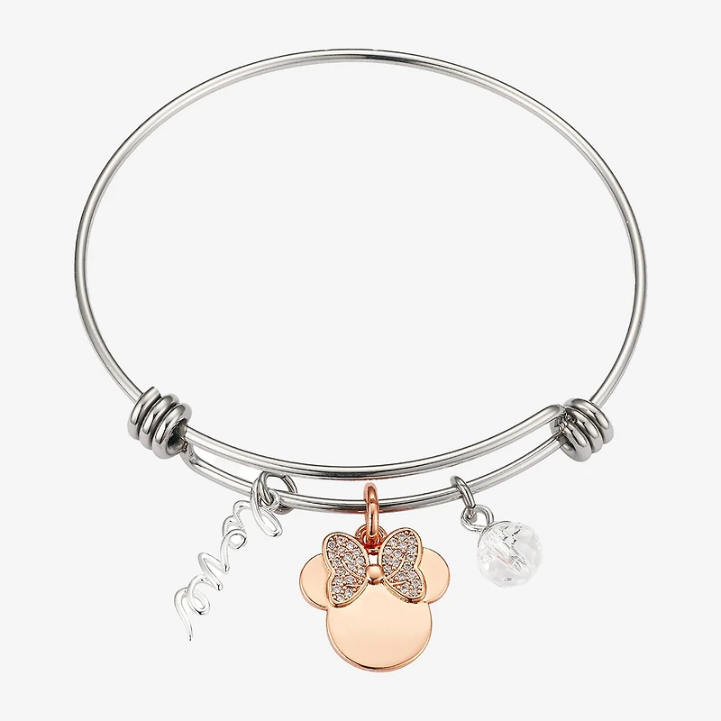 Disney Silver Over Brass Minnie Mouse Bangle Bracelet
